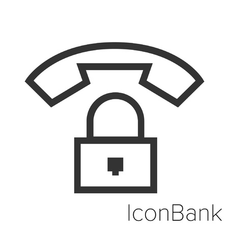 Icon Bank Secure Call in black and white Illustration.のイラスト素材