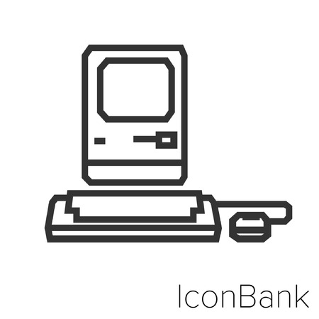Icon Bank pc retro in black and white Illustration.のイラスト素材