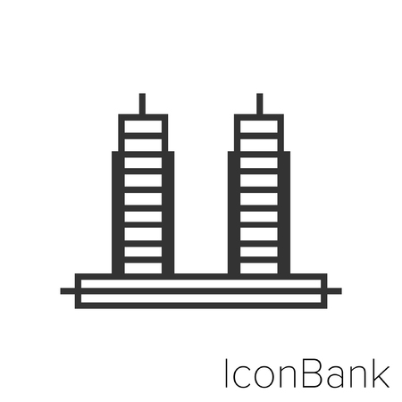 Icon Bank towers of silence in black and white Illustration.のイラスト素材