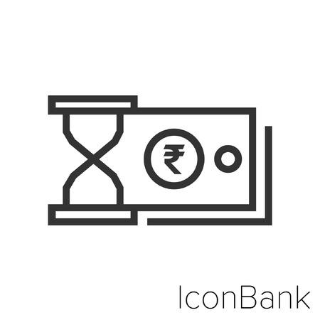 Icon Bank hourglass with Rupees in black and white Illustration.のイラスト素材