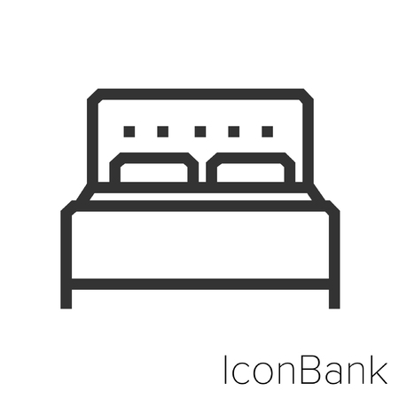 Icon Bank hotel bed in black and white Illustration.のイラスト素材