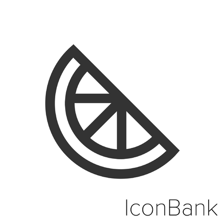 Icon Bank slice of lemon in black and white Illustration.のイラスト素材