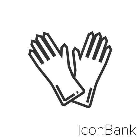 Icon Bank plastic gloves in black and white Illustration.のイラスト素材
