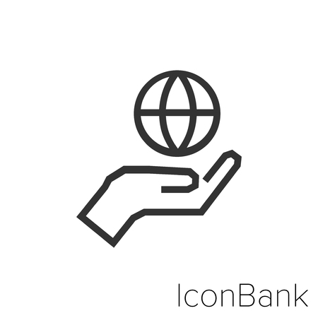 Icon Bank hand globe in black and white Illustration.のイラスト素材