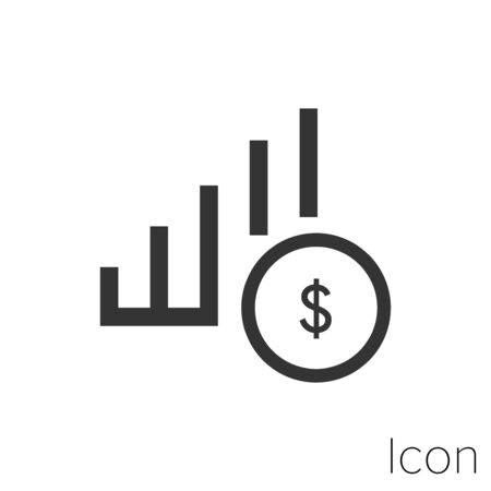 Icon dollar statistics bar in black and white Illustration.のイラスト素材