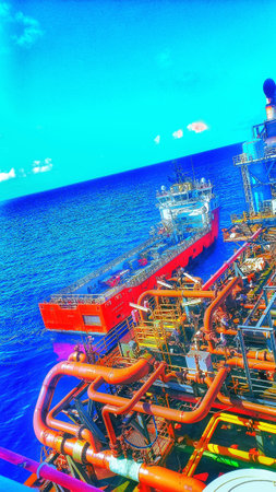 Offshore Industry oil and gas production petroleum pipeline and equipment for operation.の写真素材