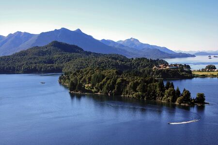 Lake Nahuel Huapi in Bariloche during the summerの写真素材