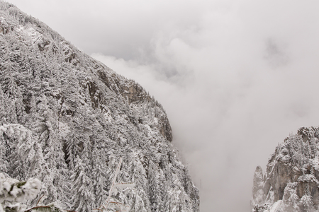 Mountain covered by snow, The Carpathian mountains, in Romaniaの写真素材