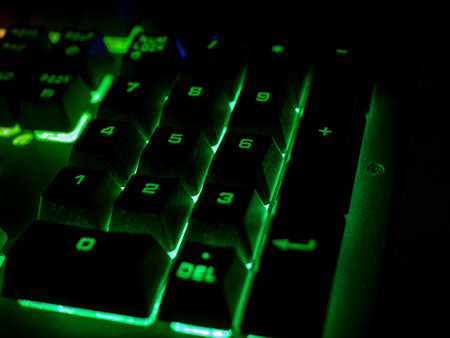 Color backlit gaming numeric keypad glows in the dark.
