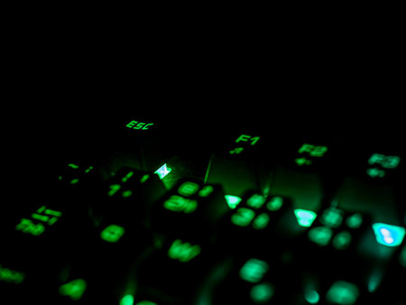 the escape key on the color backlit keyboard glows in the dark.