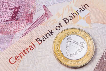Kingdom of Bahrain currency banknotes and coinの写真素材