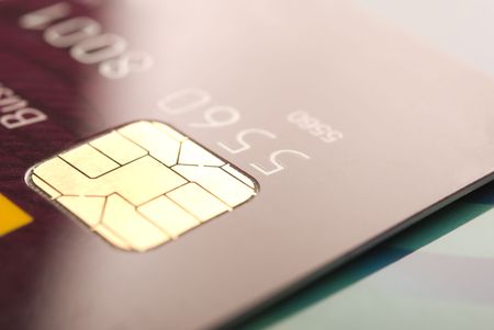 Details of a credit card with chip and numbersの写真素材