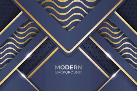 Modern Square Luxury Blue and Gold Shiny Backgroundのイラスト素材