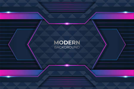 Modern Futuristic Hexagon Purple and Pink Glow in The Dark Backgroundのイラスト素材