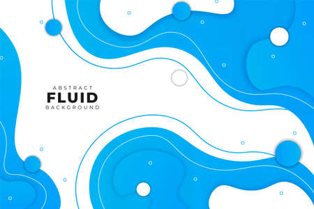 Abstract Fluid Shape Blue and White Background with Bubblesのイラスト素材