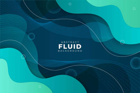 Abstract Shape Green and Turquoise Fluid Background with Wavy Linesのイラスト素材