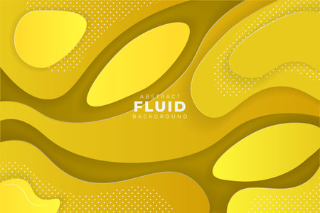 Cute Abstract Dynamic Yellow Fluid Shape Background with Halftone Effectのイラスト素材