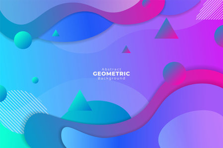 Abstract Gradient Geometric Background with Dynamic Fluid Shape Blue and Purpleのイラスト素材