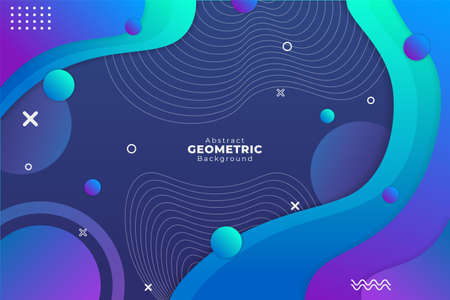 Gradient Geometric Background Blue and Purple with Dynamic Fluid Shape and Wavy Line