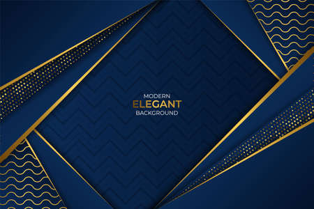 Luxury Modern Elegant Diagonal Overlapped Layers Background Blue and Gold with Glitterのイラスト素材