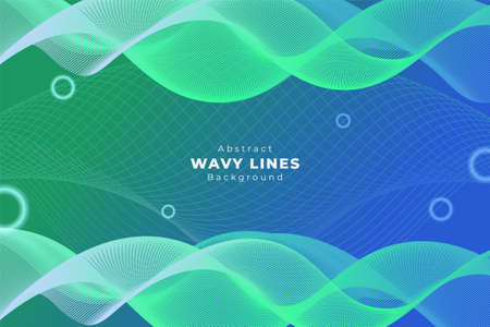 Wavy Lane Soft Gradient Abstract Background Green and Blue with Glow Circleのイラスト素材