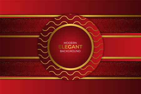 Modern Elegant Horizontal Layers Background Red Maroon and Gold with Glitterのイラスト素材