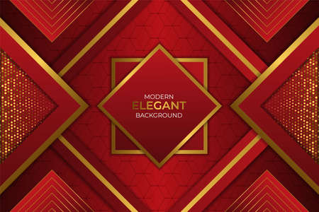 Modern Elegant Square Background Red Maroon and Gold with Glitterのイラスト素材