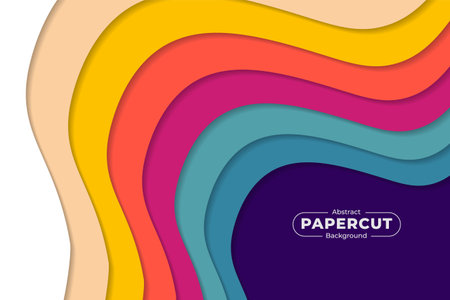 Abstract Colorful Shape Overlapped Paper cut Style Background with Shadow Effectのイラスト素材