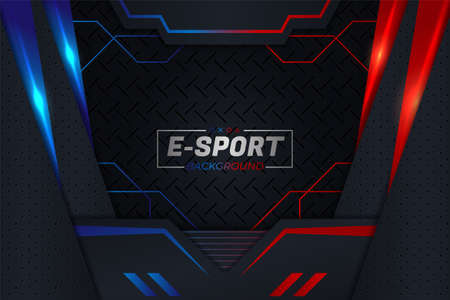Modern Metallic Style E-Sports Concept Futuristic Background Glow Red and Blueのイラスト素材