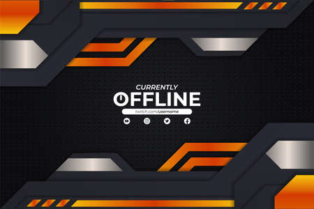 Modern Futuristic Gaming Currently Offline Background Banner Concept Orange and White with Dark Grey Metallicのイラスト素材