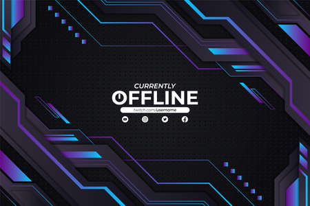 Modern Gaming E-Sport Twitch Banner Currently Offline Futuristic Blue and Grey Metallic Backgroundのイラスト素材