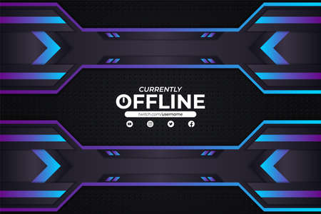Futuristic Modern Gaming Currently Offline Banner Concept Gradient Blue and Metallic Dark Grey Backgroundのイラスト素材