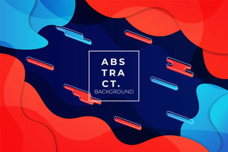 Abstract Dynamic Overlapped Fluid Shape Orange and Blue Backgroundのイラスト素材