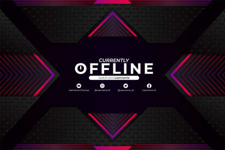 Modern Futuristic Gaming Stream and Social Media Currently Offline Banner Background Purple Pinkのイラスト素材