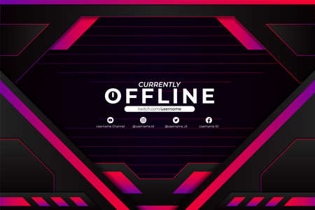 Futuristic Modern Gaming Streaming and Social Media Banner Currently Offline Glow Pink and Purple Backgroundのイラスト素材