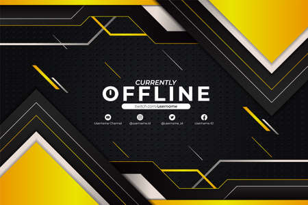 Modern Futuristic Gaming Stream and Social Media Banner Currently Offline Yellow and Metallic Backgroundのイラスト素材