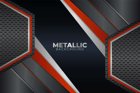 Abstract Modern Diagonal Metallic Grey and Orange Backgroundのイラスト素材