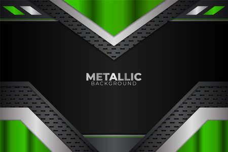 Futuristic Technology Abstract Modern Metallic Grey and White Green Backgroundのイラスト素材