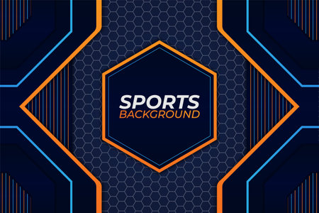 Futuristic Modern Sports Hexagon Glow Blue and Orange Backgroundのイラスト素材