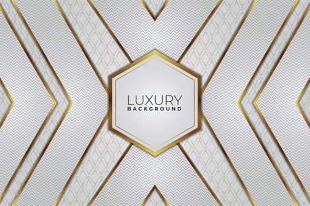 Elegant Abstract Geometric Luxury White with Golden Pattern Backgroundのイラスト素材