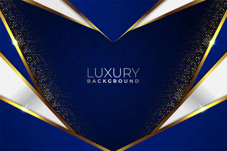 Elegant Modern Premium Luxury Blue and White with Shiny Golden Backgroundのイラスト素材