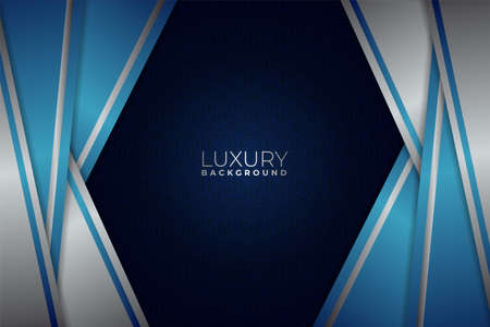 Modern Luxury Abstract Overlapped Geometric Blue and White with Navy Backgroundのイラスト素材