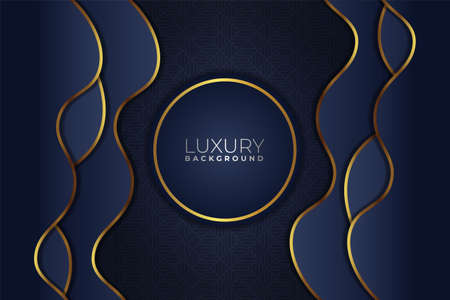 Premium Modern Luxury Abstract Dynamic Wave Navy with Golden Line Backgroundのイラスト素材