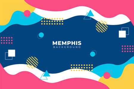 Colorful Memphis Style with Abstract Geometric Backgroundのイラスト素材
