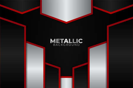 Modern Metallic Glossy Geometric White and Dark Grey with Red Line Backgroundのイラスト素材