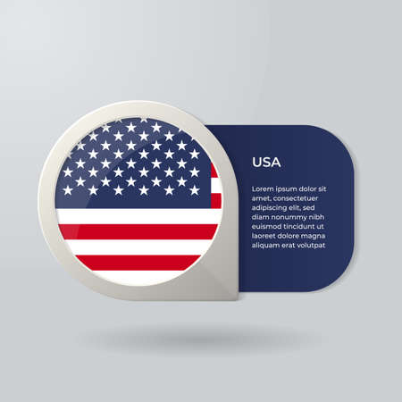 3D Map Pointer Flag Nation of USA with Description Textのイラスト素材