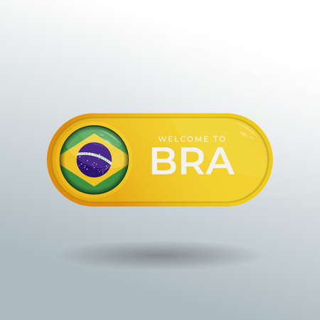 3D Label and Location Pointer Flag Nation of Brazil with Glossy Reflectionのイラスト素材