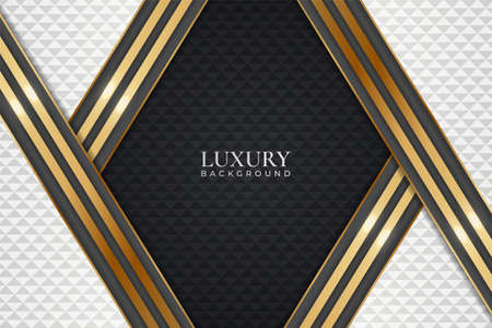 Modern Elegant Diagonal Overlapped White with Golden Luxury and Grey Backgroundのイラスト素材