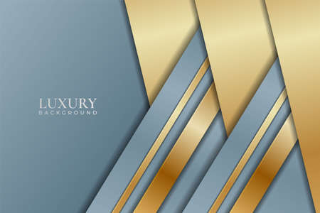 Abstract Modern Luxury Soft Blue and Gold Diagonal Overlapped Layer Backgroundのイラスト素材