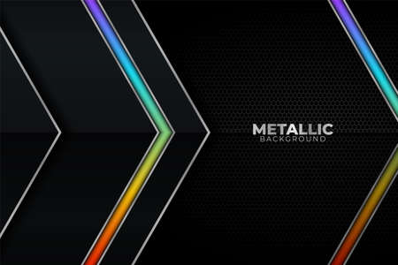 Abstract Modern Metallic Arrow Shape Glossy RGB Glow in The Dark Backgroundのイラスト素材